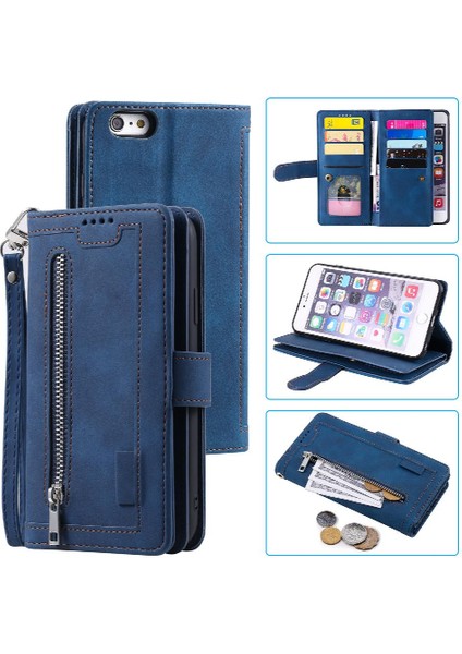 Iphone 6 Için Flip Case Artı/6s Artı Kordon Cüzdan Kickstand 9 Kart Yuvaları (Yurt Dışından)