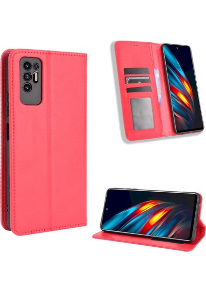 Tecno Pova 2 Manyetik Kapatma Pu Deri Cüzdan Için Kılıf (Yurt Dışından)