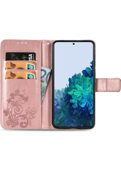 Samsung Galaxy S22 Artı Flip Kapak Için Kılıf Kısa Kayış Deri Kılıf Dört (Yurt Dışından)