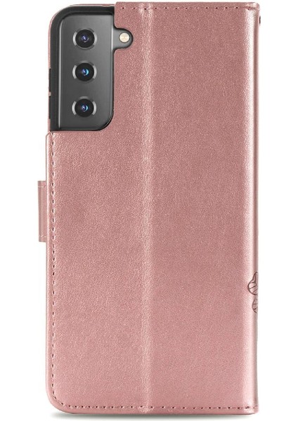 Samsung Galaxy S22 Artı Flip Kapak Için Kılıf Kısa Kayış Deri Kılıf Dört (Yurt Dışından)