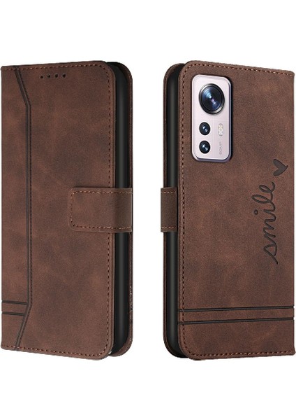 Telefon Kılıfı Için Xiaomi 12 Lite El Kayışı Pu Deri Flip Folio Cüzdan Kart (Yurt Dışından)
