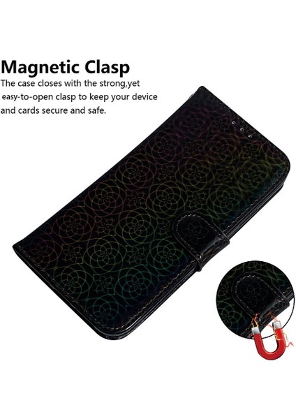 Mays Shop Huawei Onur X8A Kart Yuvası Premium Pu Deri Glitter Renkli (Yurt Dışından)