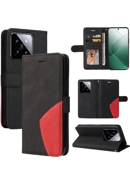 Kart Yuvası Standı ile Xiaomi 14 Pu Deri Flip Folio Kılıf (Yurt Dışından)