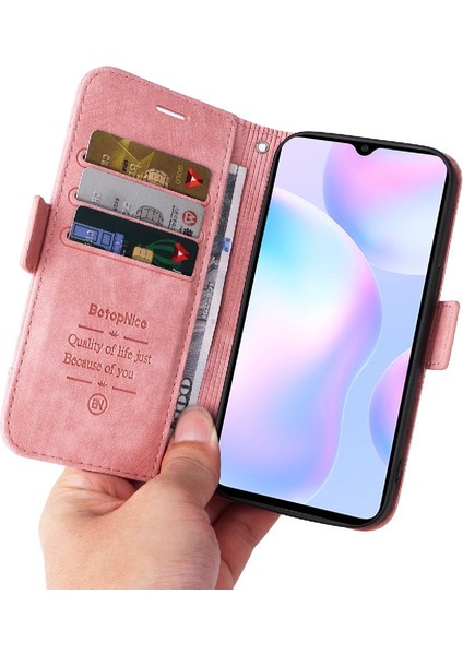 Xiaomi Redmi 9A Için Kılıf Cüzdan Kapak Çevirin Kart Yuvaları Tpu Deri Manyetik (Yurt Dışından)