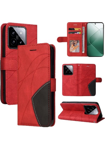 Kart Yuvası Standı ile Xiaomi 14 Pu Deri Flip Folio Kılıf (Yurt Dışından)
