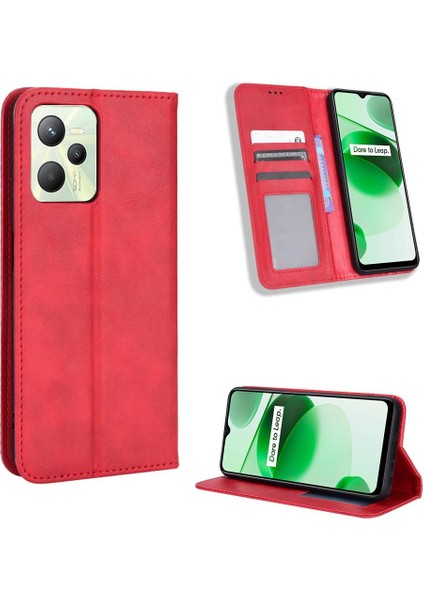 Realme C35 Pu Deri Manyetik Kapatma Cüzdan Için Kılıf (Yurt Dışından)