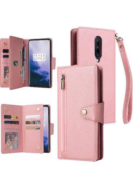 Oneplus 7 Pro Için Kılıf El Kayışı Kart Tutucu Kapak ile Manyetik Deri (Yurt Dışından)
