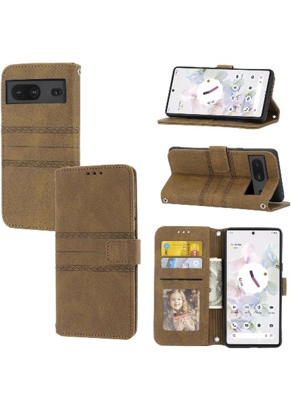 Google Piksel 8 Darbeye Koruyucu Kickstand Pu Deri Için Flip Case (Yurt Dışından)