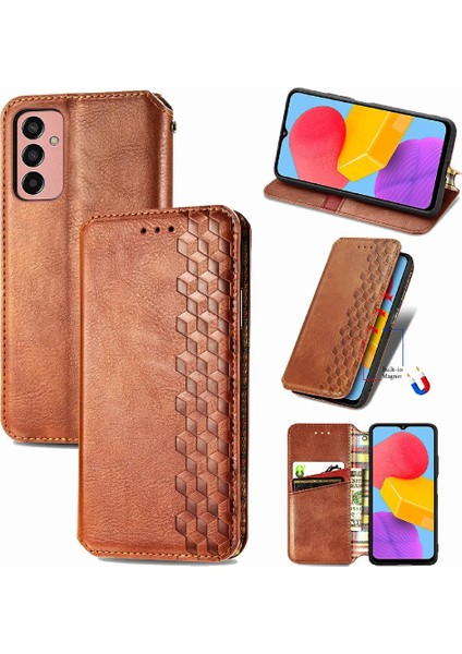 Samsung Galaxy M13 4g Zarif Iş Deri Kılıf Kapak Çevirin (Yurt Dışından)