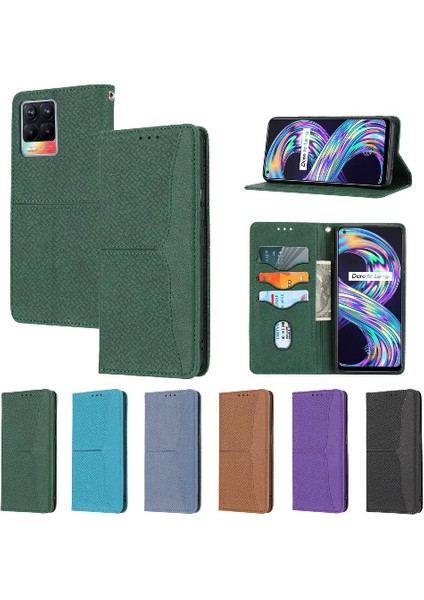 Realme 8 Pro 4g Için Kılıf/realme 8 4g Flip Folio Kitap Kredi Kartı Tutucu Pu (Yurt Dışından)