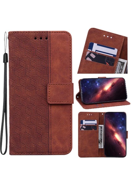 Oppo Oppo 11 5g Için Geometrik Kabartmalı Kickstand Özelliği Flip Folio (Yurt Dışından)