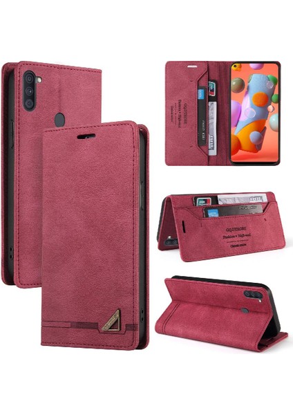 Samsung Galaxy A11 Iki Kart Yuvaları Için Kılıf Kickstand Premium Deri (Yurt Dışından)