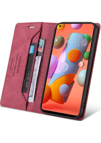 Samsung Galaxy A11 Iki Kart Yuvaları Için Kılıf Kickstand Premium Deri (Yurt Dışından)