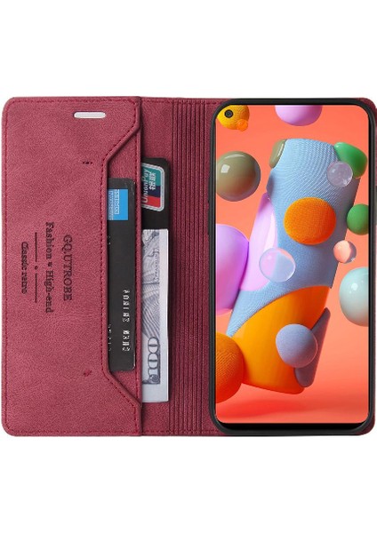 Samsung Galaxy A11 Iki Kart Yuvaları Için Kılıf Kickstand Premium Deri (Yurt Dışından)