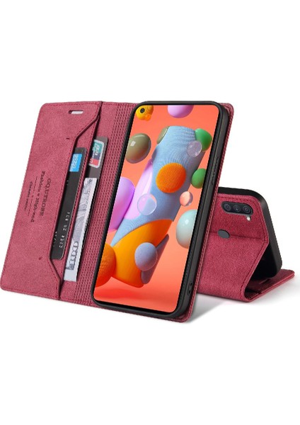 Samsung Galaxy A11 Iki Kart Yuvaları Için Kılıf Kickstand Premium Deri (Yurt Dışından)
