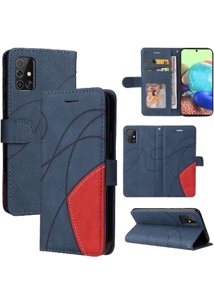 Kart Yuvası Standı Iki Renkli Dikiş ile Samsung Galaxy A71 4g Için Kılıf (Yurt Dışından)