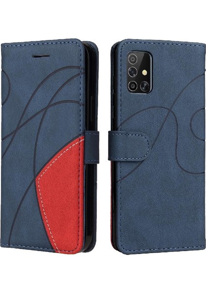 Kart Yuvası Standı Iki Renkli Dikiş ile Samsung Galaxy A71 4g Için Kılıf (Yurt Dışından)