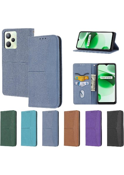 Realme C35 Kredi Kartı Tutucu Pu Deri Kapak Flip Folio Kitap Için Kılıf (Yurt Dışından)