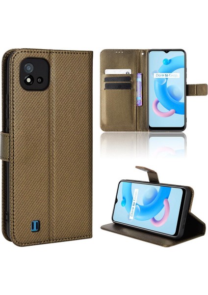 Realme C20/C11 Kapak Için Kickstand Kart Tutucu Manyetik Cüzdan (Yurt Dışından)