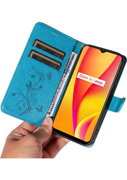 El Kayışı ve Kart Yuvası ile Realme C15/C12 Cüzdan Telefon Kılıfı Için Kılıf (Yurt Dışından)