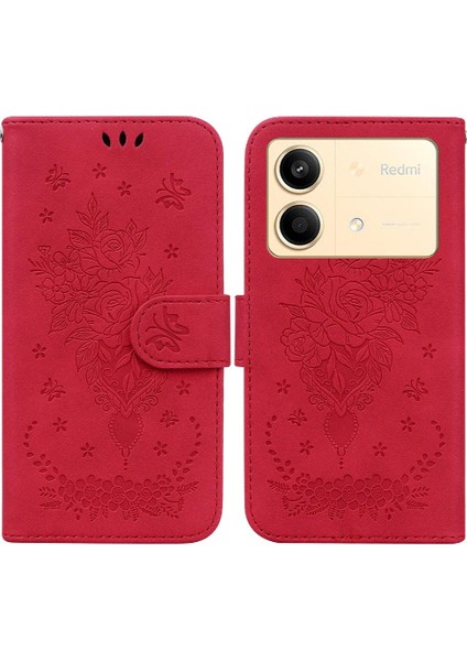 Xiaomi Redmi Için Not 13 Pro 5g Kabartma Gül Çiçekler Cüzdan Kılıf Flip (Yurt Dışından)