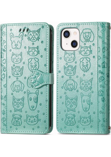 Iphone 13 Mini Deri Kılıf Kapak Kapak Darbeye Karikatür Kısa (Yurt Dışından)