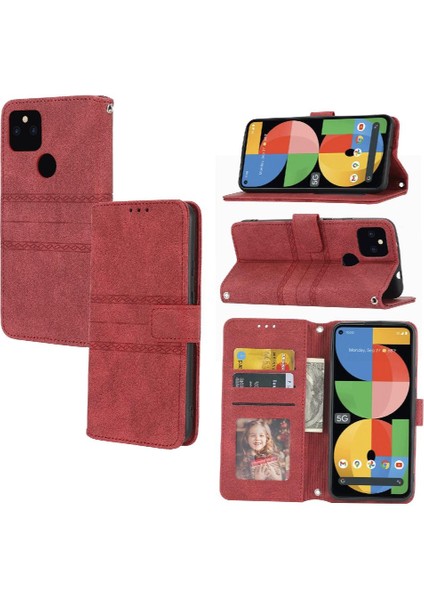 Google Piksel 4A 5g Manyetik Kapatma Kickstand Darbeye Pu Için Flip Case (Yurt Dışından)