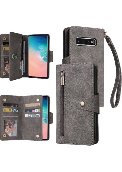 Samsung Galaxy S10 Kart Tutucu Fermuar Cüzdan Kapak El ile (Yurt Dışından)