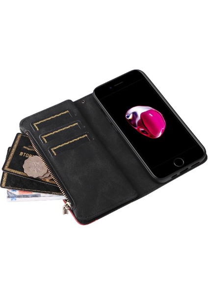 IPhone 6 Için Kılıf Artı/6s Artı Fermuar Cüzdan Tarzı Iki Renkli Dikiş (Yurt Dışından)