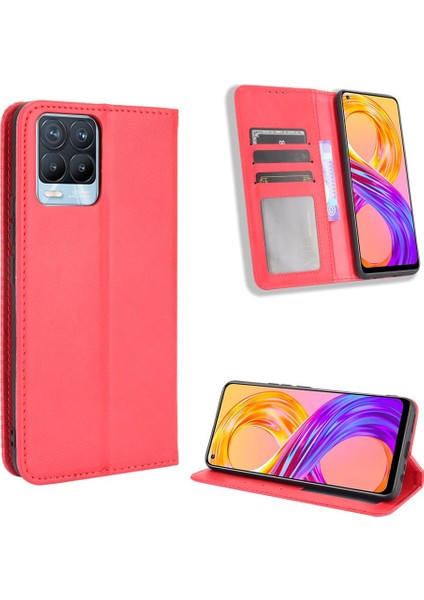Realme 8 4g Manyetik Kapatma Cüzdan Pu Deri Için Kılıf (Yurt Dışından)