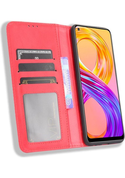 Realme 8 4g Manyetik Kapatma Cüzdan Pu Deri Için Kılıf (Yurt Dışından)
