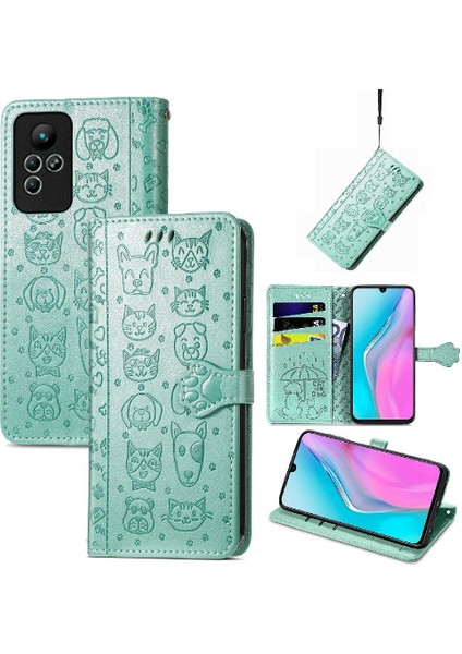 Infinix Not 11 Karikatür Hayvanlar Için Kılıf Deri Kılıf Kapak Kapak Kısa (Yurt Dışından)