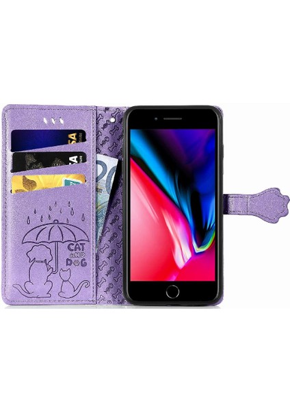 Iphone 8 Için Kılıf/7 Artı Karikatür Hayvanlar Kapak Çevirin Kısa Kayış Deri (Yurt Dışından)