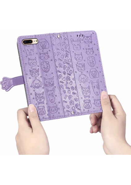 Iphone 8 Için Kılıf/7 Artı Karikatür Hayvanlar Kapak Çevirin Kısa Kayış Deri (Yurt Dışından)