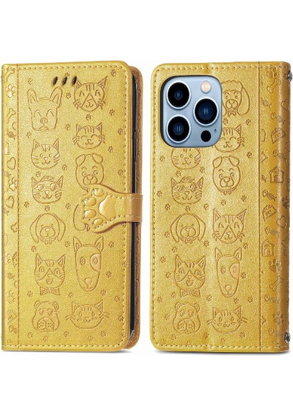 Iphone 13 Için Kılıf Pro Karikatür Hayvanlar Deri Kılıf Darbeye Çevir (Yurt Dışından)