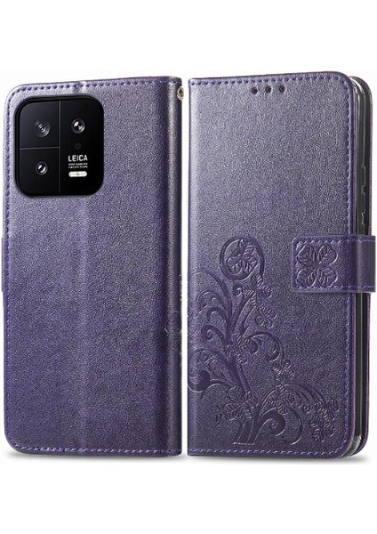 Xiaomi 13 Için Kılıf Deri Kılıf Kısa Kayış Zarif Iş Dört Yaprak (Yurt Dışından) modelleri