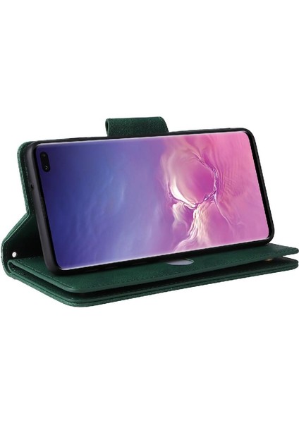 Samsung Galaxy S10 Artı Manyetik Deri Kart Tutucu Fermuar Kapak (Yurt Dışından)