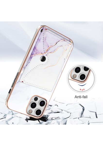 Iphone 11 Için Kılıf Pro Yumuşak Tpu Tampon Mermer Ince Cüzdan Kart Yuvaları (Yurt Dışından)