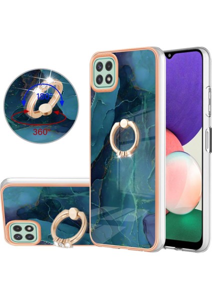 Samsung Galaxy A22 5g Tampon 360 &deg; Dönebilir Halka Mermer Tpu Için Kılıf (Yurt Dışından)
