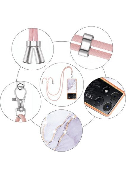 Xiaomi Poco X6 Pro Mermer Crossbody Kordon Askısı Tampon Yumuşak (Yurt Dışından)