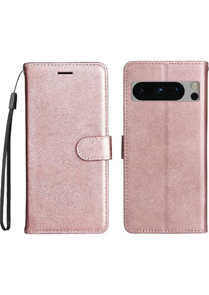 Google Piksel 8 Pro Klasik Düz Renk Yüksek Kaliteli Deri Için Flip Case (Yurt Dışından)
