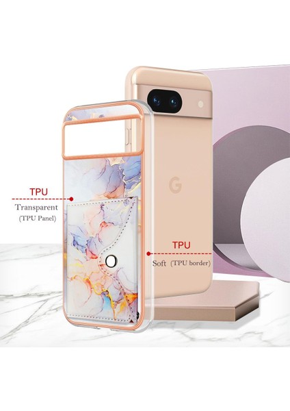 Google Piksel 8A Mermer Yumuşak Tpu Tampon Kart Yuvaları Için Kılıf Ince Cüzdan (Yurt Dışından)