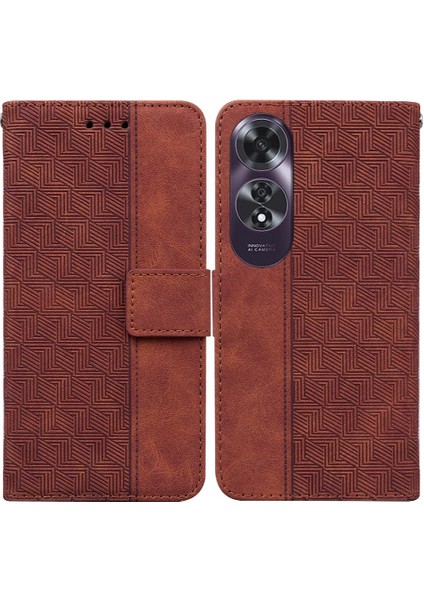 Oppo A60 4g Geometrik Kabartmalı Premium Pu Deri Kickstand Için Flip Case (Yurt Dışından)