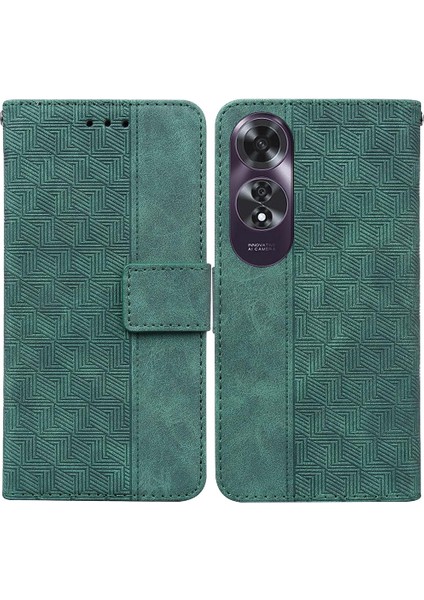Oppo A60 4g Geometrik Kabartmalı Premium Pu Deri Kickstand Için Flip Case (Yurt Dışından)