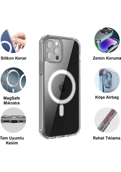 iPhone 12 Pro Max Magsafe Özellikli Şeffaf Telefon Kılıfı