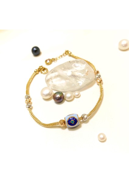 Mineli Göz Bileklik Künye 14 Ayar Altın Hd Videolu