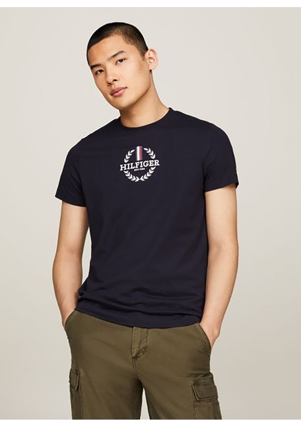 Tommy Hilfiger Bisiklet Yaka Siyah Erkek T-Shirt MW0MW34388