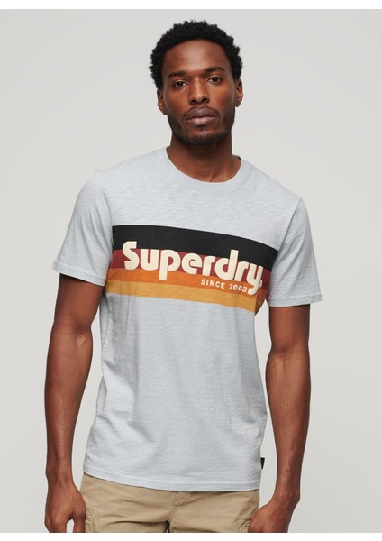 Bisiklet Yaka Baskılı Açık Mavi Erkek T-Shirt M1011904A2AD_CALI Strıped Logo T Sh fiyatları