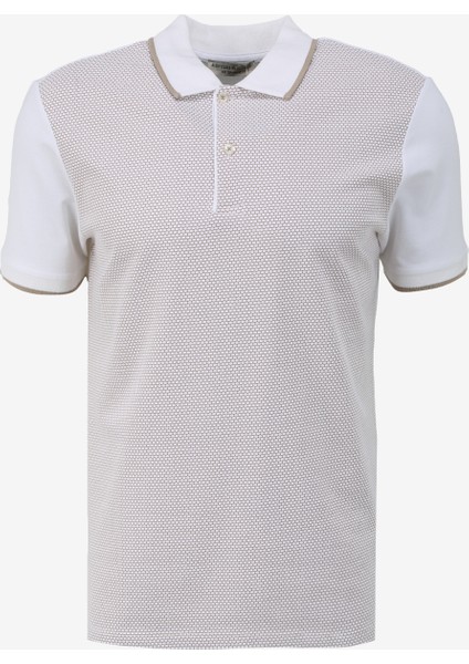 Beyaz - Bej Erkek Polo T-Shirt 4A4824200029