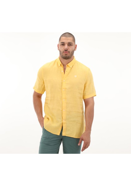 TB0A2DCCEG41 Timberland Linen Short Sleeve Shirt Erkek T-Shirt Sarı